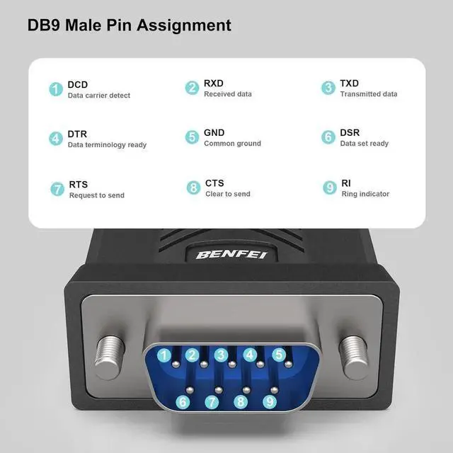 Alt view image 3 of 7 - USB to Serial Adapter USB to RS-232 Male (9-pin) DB9 Serial Cable Prolific Chipset Windows 11/10/8.1/8/7 Mac OS X 10.6 and Above 1.8MNot VGA