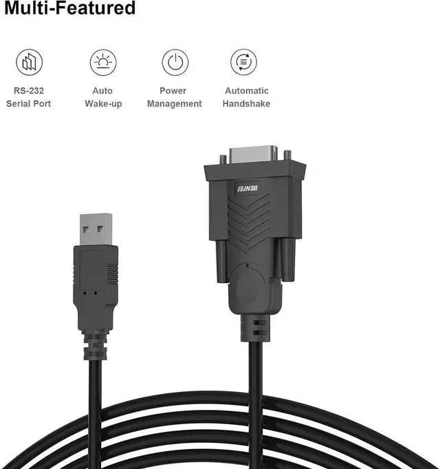 Alt view image 5 of 7 - USB to Serial Adapter USB to RS-232 Male (9-pin) DB9 Serial Cable Prolific Chipset Windows 11/10/8.1/8/7 Mac OS X 10.6 and Above 1.8MNot VGA