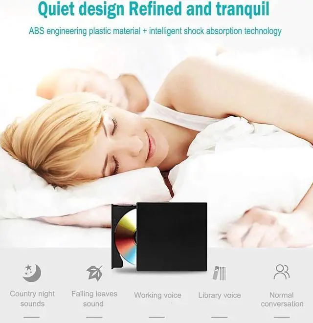 Alt view image 5 of 7 - External CD/DVD Drive, USB 2.0 Slim Protable External CD-RW Drive CD Burner DVD-R Reader Player for Laptop Notebook PC Desktop Computer, Black