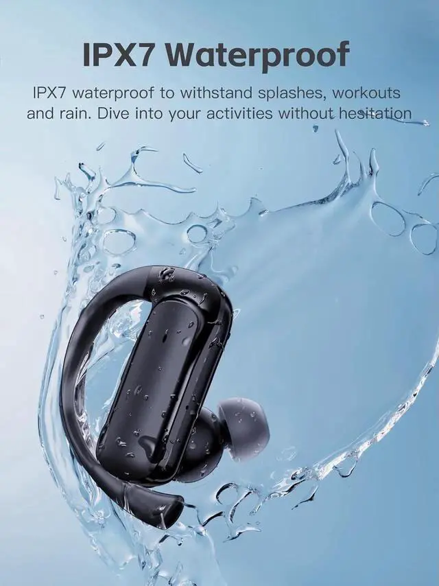 Alt view image 4 of 7 - True Wireless Earbuds, Bluetooth Headphones with Earhook 30Hrs Playtime Sport Ear Buds IPX7 Waterproof Over-Ear Headsets with Microphones Earphones for Workout Fitness Running Gym Black