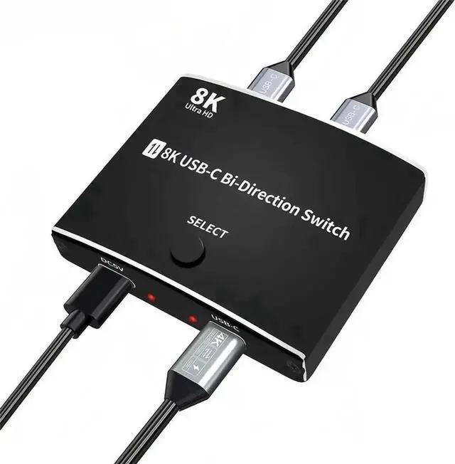 Main image of USBC KVM Switch 2 in 1 Out 1 in 2 Out 8K60HZ Bidirectional Interconvertible Compatible Computer Host Laptop Mac Cell Phone External TYPEC Monitor TV Projector Selector Switch Box