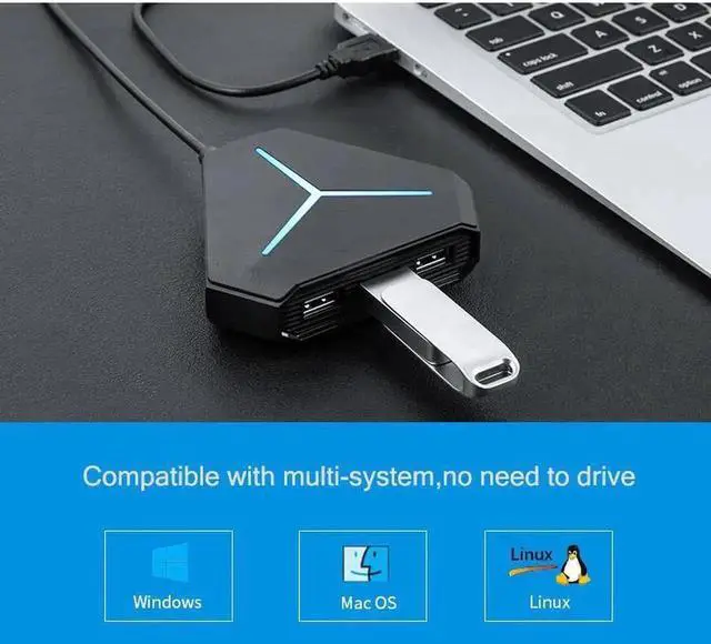 Alt view image 5 of 7 - USB Hub, 6-Port USB 3.0 HUB, with 3ft Cable for MacBook, Mac Pro/Mini, iMac, Surface Pro, XPS, Notebook PC, Mobile HDD, and More, Black