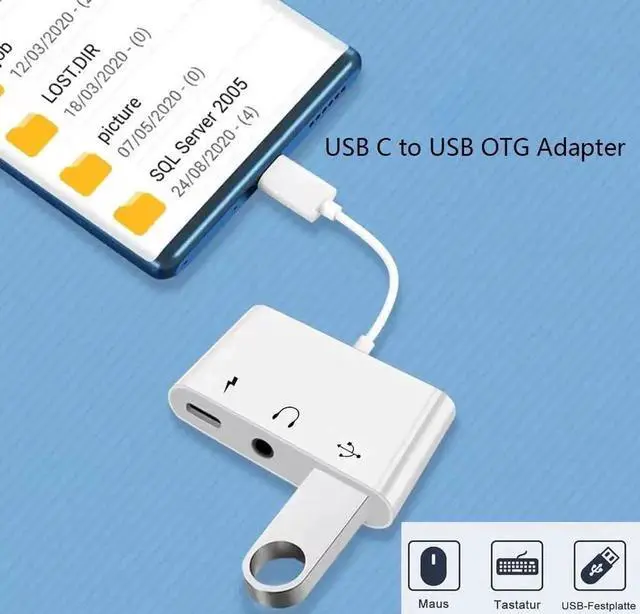 Alt view image 7 of 7 - USB C to USB Adapter Headphones 3.5mm 3 in 1 USB-C Fast Charging Adapter Super Speed Data Transfer Charging up to 60W