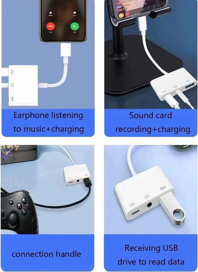 Alt view image 4 of 7 - USB C to USB Adapter Headphones 3.5mm 3 in 1 USB-C Fast Charging Adapter Super Speed Data Transfer Charging up to 60W