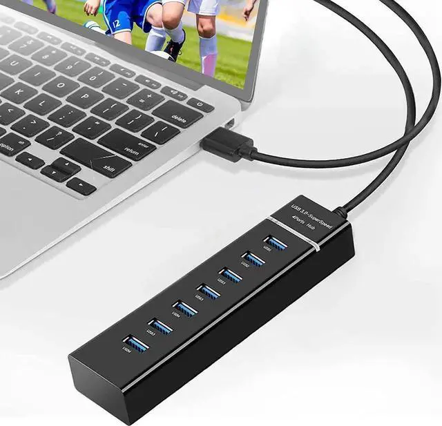 Alt view image 7 of 7 - USB HUB 3.0, 7 Port USB HUB Splitter with LED Light and 1.2m Long Cable for Laptop,PC, Mac, Surface Pro and More USB Devices (Black)