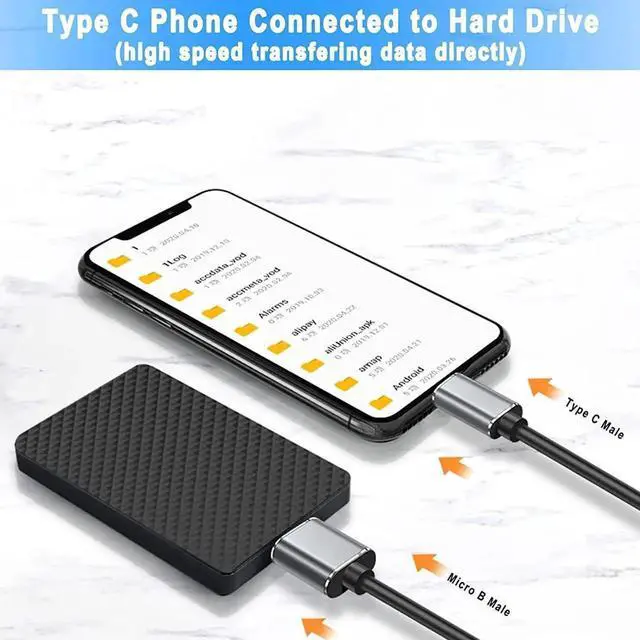 Alt view image 6 of 7 - USB C to Micro B Cord 3.3ft / 1M, USB Type-C to Micro-B Mobile Hard Disk Cable USB 3.1 to USB 3.0 Hard Disk Data Cable, The Transmission Rate is up to 5 Gbps, Suitable for External Hard disks