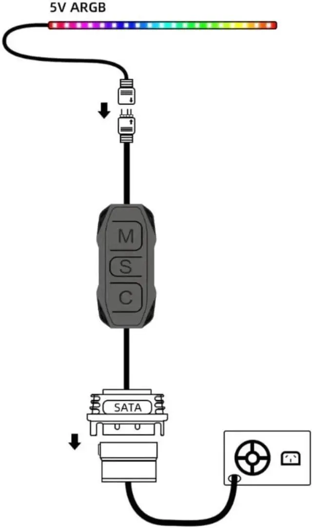 Main image of ARGB Controller 5V 3-pin to SATA Power Supply Mini RGB Controller 3PIN Hub for Desktop Computer Fan LED Light Radiator