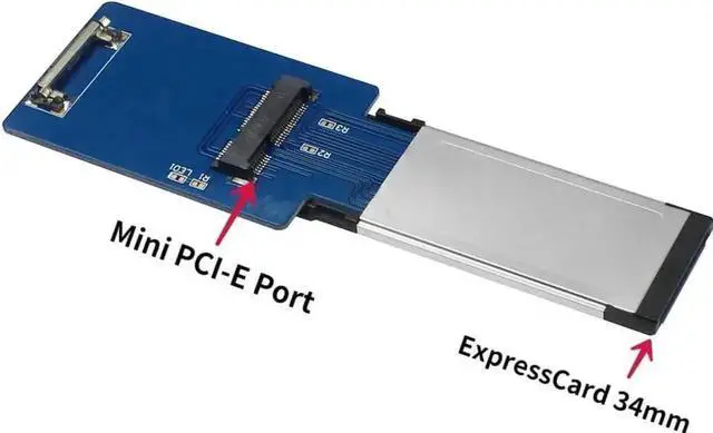 Alt view image 4 of 4 - ExpressCard 34mm to Mini Pcie Riser Card/to M.2 E-Key Adapter Card/to M.2 NVME Card Reader Wireless Card Test Adapter Card for Laptop (for Mini PCIe)