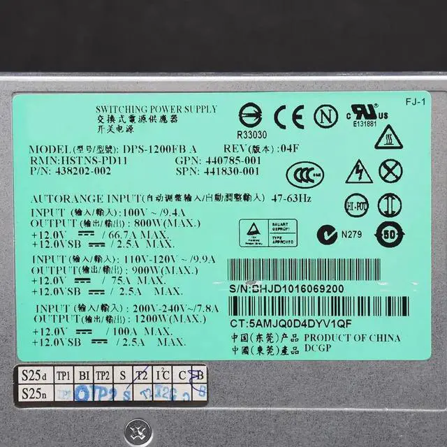 Alt view image 4 of 6 - 1200W Server Power for H-P DL580 G5 DPS-1200FB A HSTNS-PD11 438202-001 Power Supply psu 440785-001 441830-001 Mining PSU