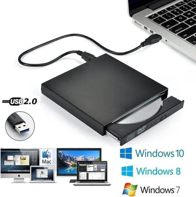 Main image of Slim External Optical Drive USB 2.0 DVD Combo DVD ROM Player CD-RW Burner Writer Plug and Play For Macbook Laptop Desktop PC