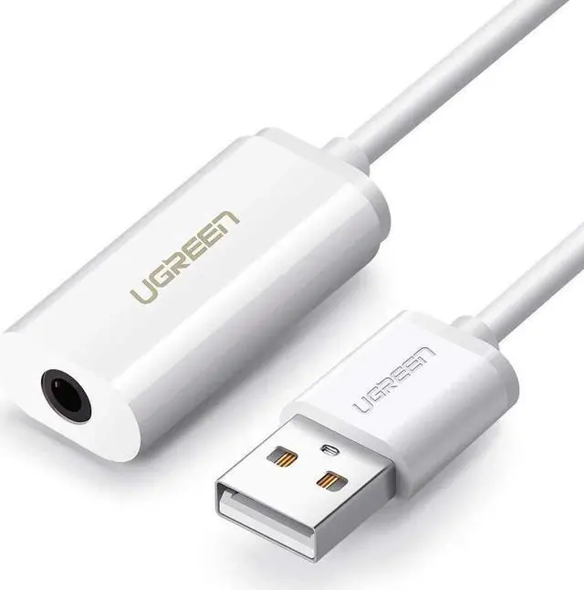 Main image of USB Sound Card External Converter USB Audio Adapter with 3.5mm Aux Stereo for Headset, PC, Laptops, Desktops, PS4, Windows, Mac, and Linux White