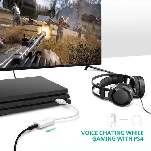 Alt view image 5 of 7 - USB Sound Card External Converter USB Audio Adapter with 3.5mm Aux Stereo for Headset, PC, Laptops, Desktops, PS4, Windows, Mac, and Linux White