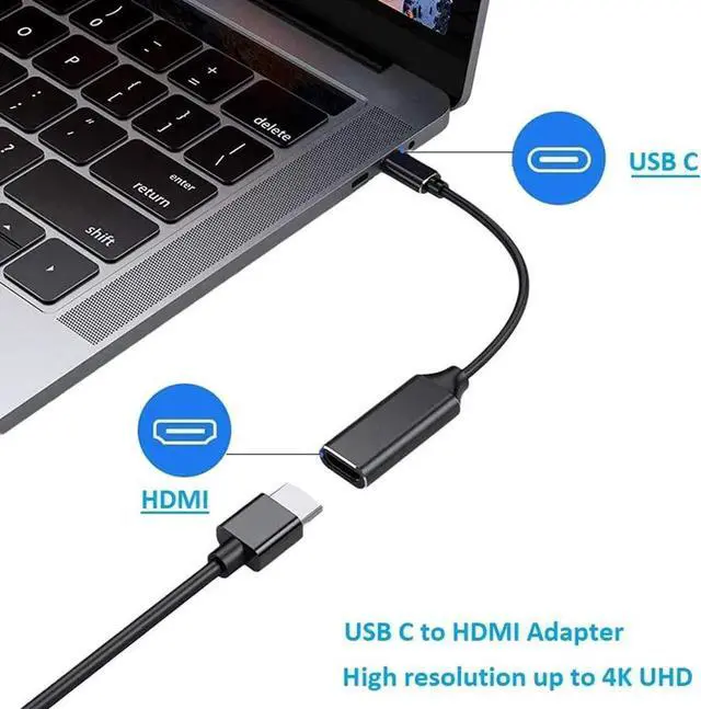 Alt view image 7 of 7 - USB C to HDMI Adapter, USB-C(Type C/Thunderbolt 3) to HDMI Adapter for MacBook Pro/Air 2019/2018, iPad Pro 2018, Dell XPS 13/15, Surface Go/Pro 7 and More (Color: Black)