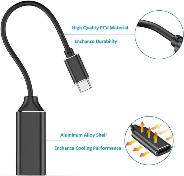 Alt view image 4 of 7 - USB C to HDMI Adapter, USB-C(Type C/Thunderbolt 3) to HDMI Adapter for MacBook Pro/Air 2019/2018, iPad Pro 2018, Dell XPS 13/15, Surface Go/Pro 7 and More (Color: Black)