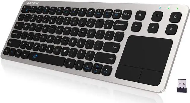 Alt view image 5 of 7 - Wireless Keyboard, Arteck 2.4G Wireless Touch TV Keyboard with Easy Media Control and Built-in Touchpad Mouse Solid Stainless Ultra Compact Full Size Keyboard for TV-Connected Computer, Smart TV, HTPC