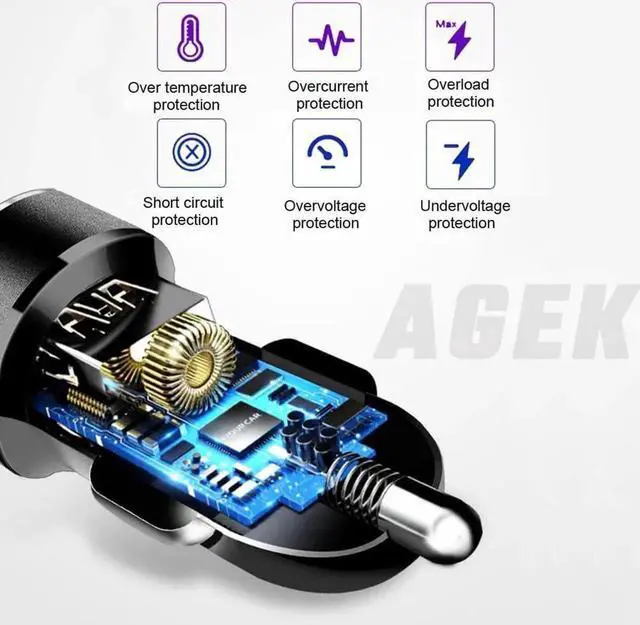 Alt view image 3 of 7 - Car Charger USB C Car Adapter 4 Port USB Car Charger with Voltage Display PD 3.0 & QC 3.0 Car Phone Charger Cigarette Lighter USB Charger Adapter Fast Charging for iPhone iPad & Phone Tablets