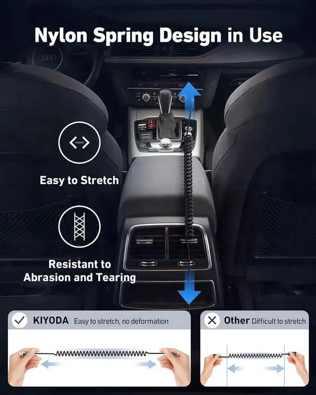 Alt view image 4 of 5 - USB C Cable Nylon Braided Coiled 3FT USB A to Type C Charger Cord for Car 66W Fast Charging Cable Compatible with Samsung Galaxy S20 S10 S9 S8 Plus, Note 10 9 8 and Other USB C Devices - 2Pack