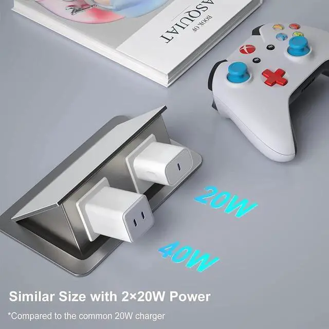 Alt view image 6 of 7 - Dual USB C Fast Charger 40W, Dual 20W Type C Wall Charger Fast Charging Block USB-C Power Adapter Plug Wall Charger Block Compatible i-P-h-o-n-e 14/13/12, i-P-a-d Pro/Air/Mini etc - White