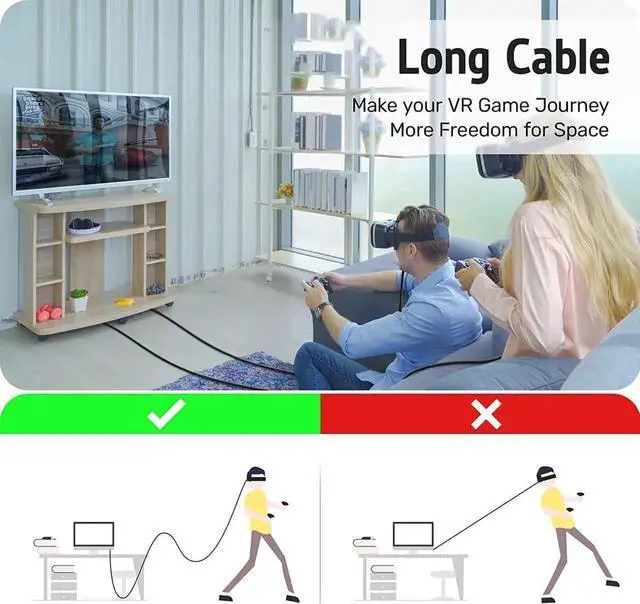 Alt view image 2 of 7 - for Oculus Quest Link Cable 24FT/7M, USB A to 90 Degree USB C Link Cable Fast Charging 60W, USB 3.2 Gen1 5Gbps, Compatible for Quest 2 VR Headset, Galaxy S21 S20 Note20, Pixel 4 3 XL and More
