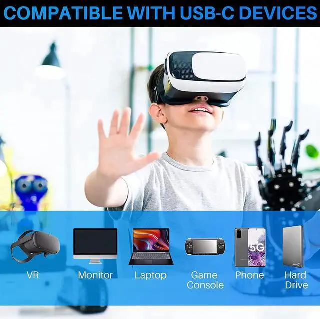 Alt view image 5 of 7 - for Oculus Quest Link Cable 24FT/7M, USB A to 90 Degree USB C Link Cable Fast Charging 60W, USB 3.2 Gen1 5Gbps, Compatible for Quest 2 VR Headset, Galaxy S21 S20 Note20, Pixel 4 3 XL and More