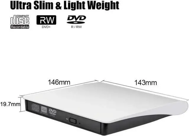 Alt view image 3 of 7 - External CD DVD Drive, USB 3.0 Portable CD/Dvd +/-Rw Drive Slim Dvd/CD Rom Rewriter DVD Burner For Laptop Desktop PC Windows 10/8/XP and Linux Mac Os