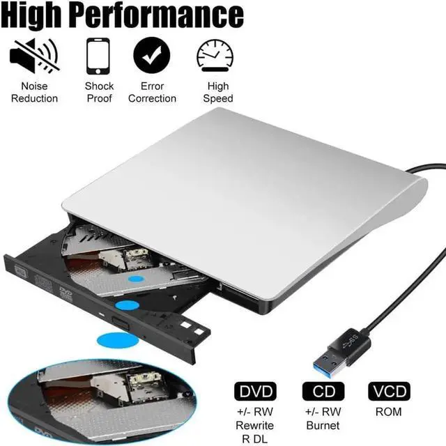 Alt view image 7 of 7 - External CD DVD Drive, USB 3.0 Portable CD/Dvd +/-Rw Drive Slim Dvd/CD Rom Rewriter DVD Burner For Laptop Desktop PC Windows 10/8/XP and Linux Mac Os