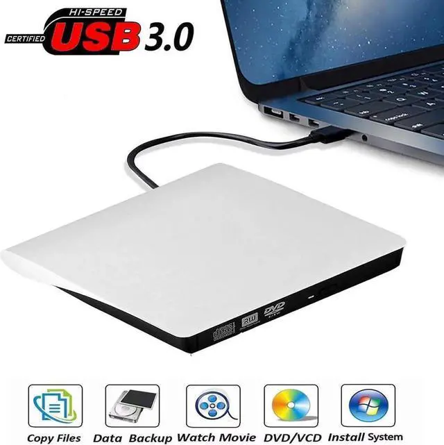Alt view image 5 of 7 - External CD DVD Drive, USB 3.0 Portable CD/Dvd +/-Rw Drive Slim Dvd/CD Rom Rewriter DVD Burner For Laptop Desktop PC Windows 10/8/XP and Linux Mac Os
