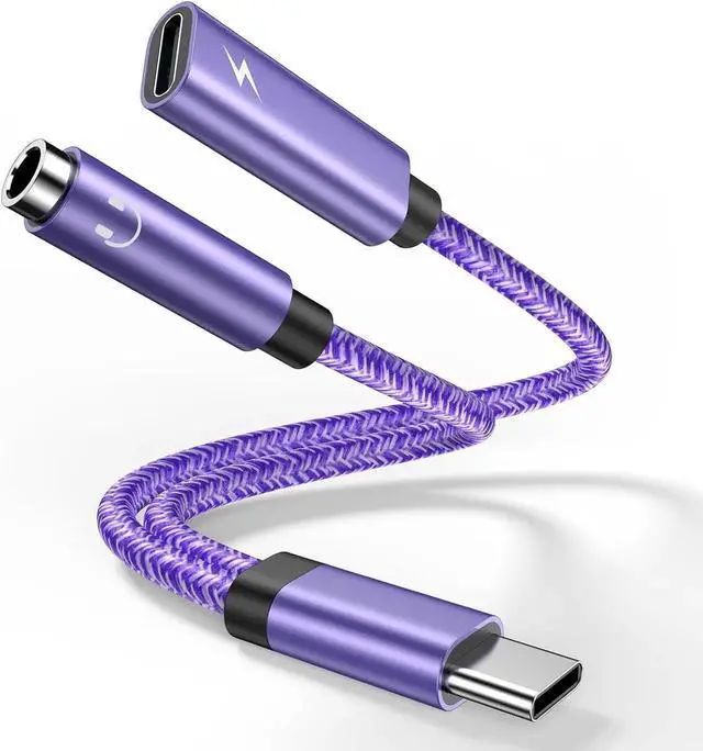 Alt view image 4 of 7 - USB C to 3.5mm Audio Headphone & Android Phone Charger Adapter, 2-in-1 Type C to Aux Earphone Jack Dongle Cable & 60W Fast Charging for Samsung Galaxy A54 A14 A34 S24 S23 Ultra S22 S21 fe S20 A13 A53