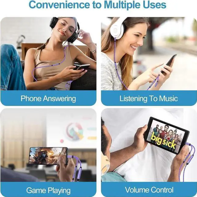 Alt view image 6 of 7 - USB C to 3.5mm Audio Headphone & Android Phone Charger Adapter, 2-in-1 Type C to Aux Earphone Jack Dongle Cable & 60W Fast Charging for Samsung Galaxy A54 A14 A34 S24 S23 Ultra S22 S21 fe S20 A13 A53