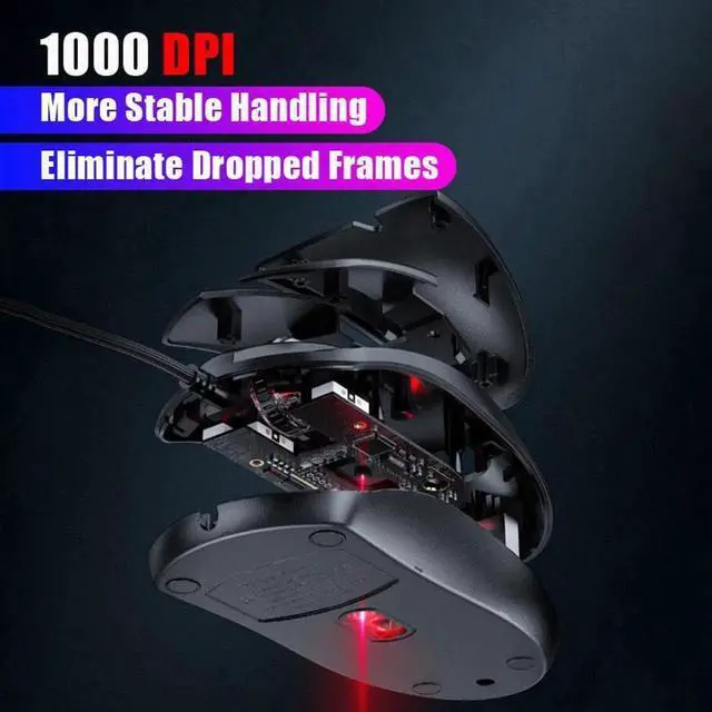 Alt view image 6 of 6 - Wired Mouse Gamer Computer Office Gaming Silent USB Mouses 1000 DPI Mice Ergonomic For Macbook Laptop PC Non Slip Mouse Gamer (Color: Black)