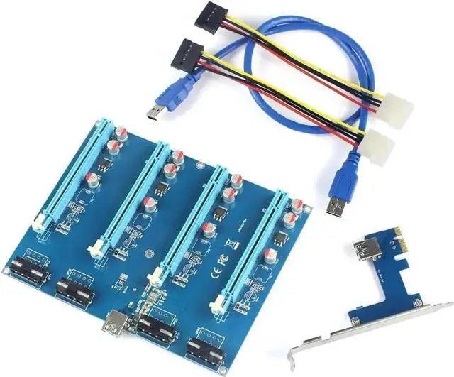 Main image of PCI-E Adapter Card PCIe 1 to 4 Riser Card 1X to 16X Slot Mining Card for PC Computer Connector for Miner BTC Bitcoin