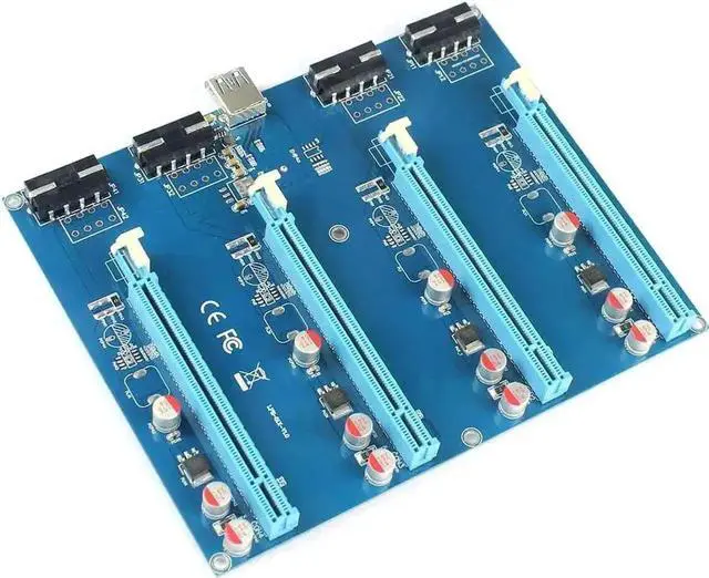Alt view image 5 of 7 - PCI-E Adapter Card PCIe 1 to 4 Riser Card 1X to 16X Slot Mining Card for PC Computer Connector for Miner BTC Bitcoin