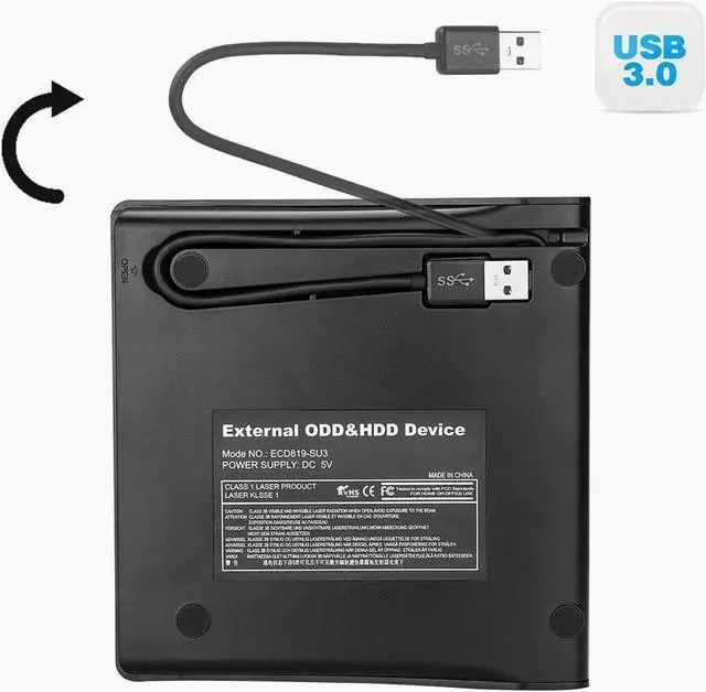 Alt view image 7 of 7 - USB 3.0 External DVD Drive Portable External Optical Drive CD DVD RW ROM Player