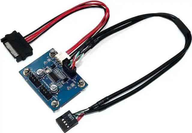 Main image of USB 2.0 9pin Header 1 to 2 Extension Hub Splitter Adapter-Converter MB USB 2.0 Male to 2 Male-30CM 9-pin Cable (180 Degree+SATA Cabl)