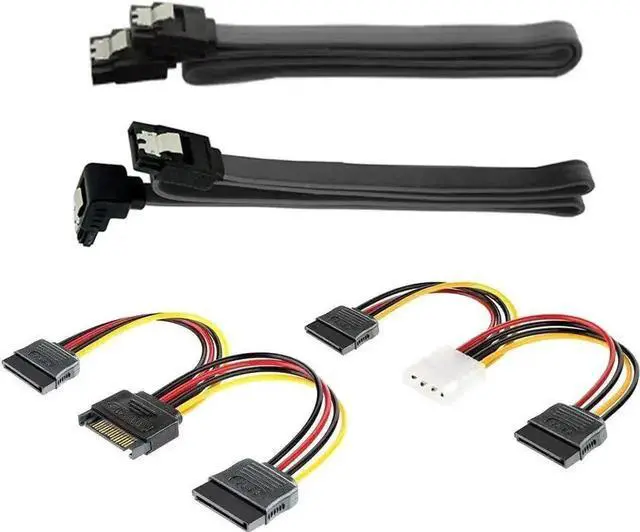 Main image of 2-Bay 2.5 Inch to 3.5 Inch External HDD SSD Metal Mounting Kit Adapter Bracket with SATA Data Power Cables & Screws (Black Cable Set)