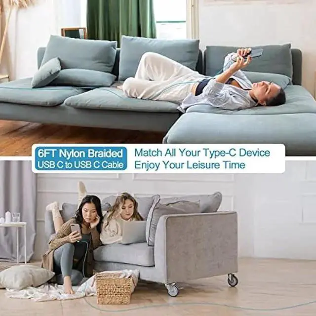 Alt view image 7 of 7 - Android Phone Power Cord Samsung Charger Cable USB Type C to C 60W 3 Pack 6ft 90 Degree Fast Charging for Samsung Galaxy A54 A14 5G A13 A24 A23 S23 S22 A34 S21 FE A53 A03s Z Fold 4 Flip 4 S20 S10 S9