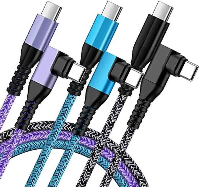 Main image of Android Phone Power Cord Samsung Charger Cable USB Type C to C 60W 3 Pack 6ft 90 Degree Fast Charging for Samsung Galaxy A54 A14 5G A13 A24 A23 S23 S22 A34 S21 FE A53 A03s Z Fold 4 Flip 4 S20 S10 S9