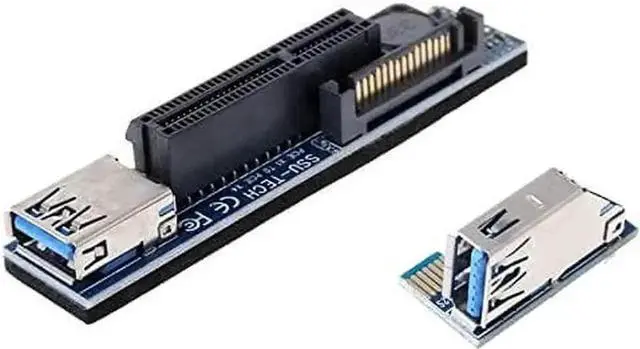 Alt view image 7 of 7 - Add On Cards PCI Express X1 to X4 USB 3.0 Adapter Raiser Extender PCIE Riser Card USB3.0 PCI-E SATA Expansion Card Raiser