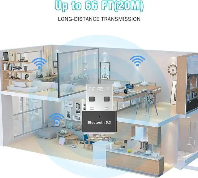 Alt view image 6 of 7 - USB Bluetooth 5.3 Adapter for PC Supports Windows 11/10/8.1/7, Plug &Play For Win11/10, Mini Bluetooth 5.3+ EDR Bluetooth Dongle Receiver &Transmitter for PC,Laptop,Keyboard,Mouse,Headsets,Speakers