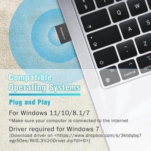 Alt view image 5 of 7 - USB Bluetooth 5.3 Adapter for PC Supports Windows 11/10/8.1/7, Plug &Play For Win11/10, Mini Bluetooth 5.3+ EDR Bluetooth Dongle Receiver &Transmitter for PC,Laptop,Keyboard,Mouse,Headsets,Speakers