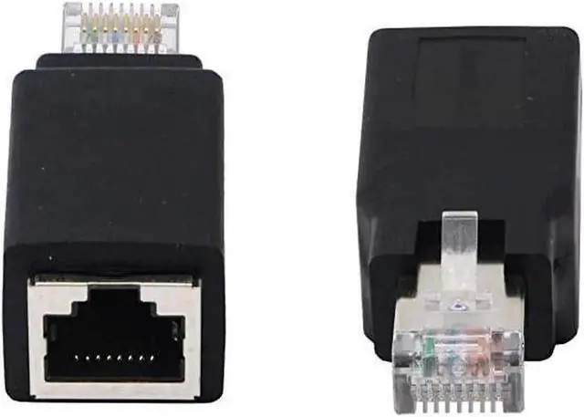 Alt view image 7 of 7 - RJ45 Ethernet LAN Male to Female Cat5 / Cat5e / Cat6 Crossover Adapter(2-Pack),Black (Straight)