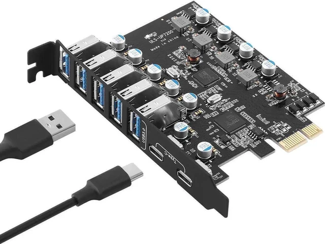 USB 3.0 PCI-e Expansion Card 7Port(2X USB C - 5X USB A), PCI-e x1 to ...