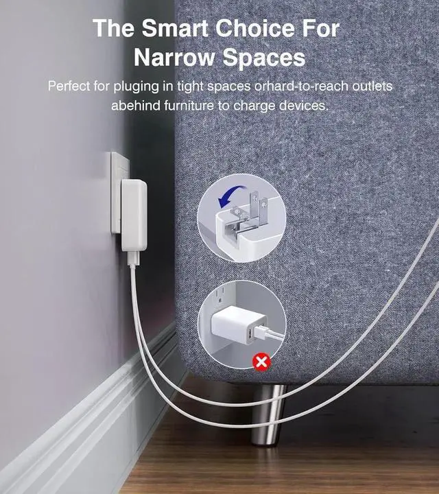 Alt view image 2 of 7 - Flat USB C Fast Wall Charger [2A+2C], 2-Pack 40W 4-Port PD3.0 Slim Type C Cube Blocks Multiport Brick Dual Port PD + QC Plug Power Adapter for i-Ph-one Android Cellphones,Air-Pods,i-Pad,Tablets