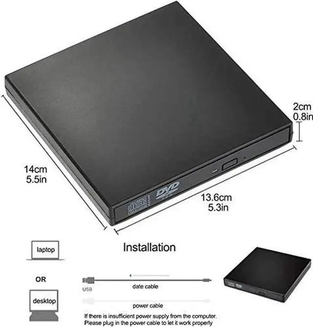 Main image of External CD Drive USB2.0, USB Slim Portable CD-RW DVD-R Combo Burner Player for Laptop, Mac, PC Desktop Computer and Play for Windows 2000 / XP / Vista / Windows 7 Black