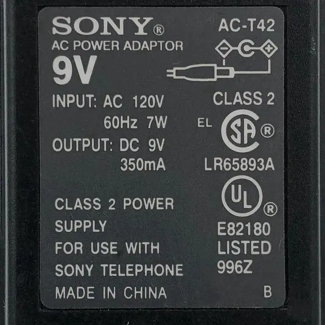 Alt view image 6 of 6 - Genuine AC Power Supply Adapter So-ny AC-T42 9V 0.35A 7W OEM