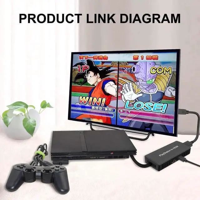 Alt view image 2 of 6 - PS2 To HDMI, PS2 HDMI Cable, PS2 To HDMI Converter Support 1080P/720P, Composite To HDMI Works for PS1/2, HD Link Cable for PS2. PS1 To HDMI Cable, PS2 To HDMI Cable.