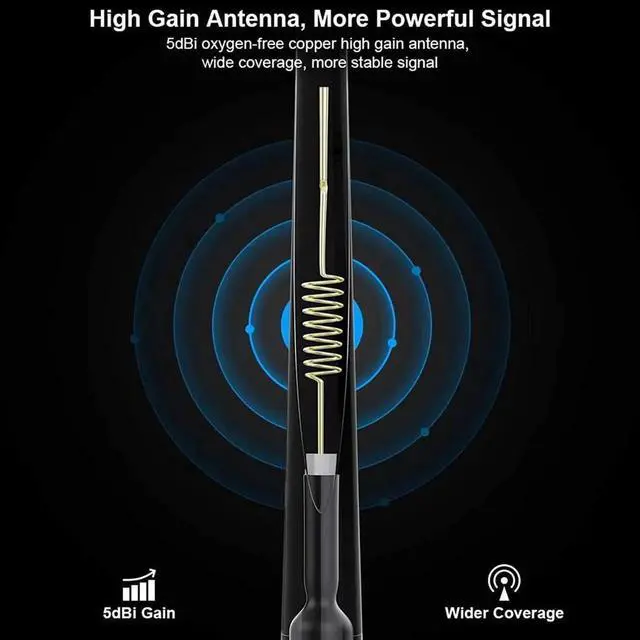 Alt view image 5 of 7 - USB 3.0 WiFi Adapter for PC AC1300Mbps WiFi Card, Dual Band Network Adapter with 2.4GHz/5.8GHz High Gain Antenna, for Laptop Desktop Windows 11/10/8.1/8/7/XP/Vista, Mac OS 10.9-10.15 ,11,12