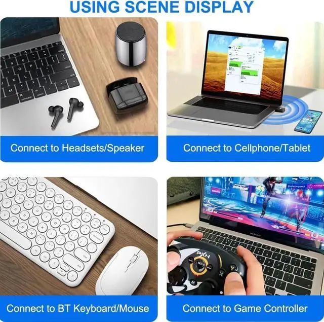 Alt view image 3 of 7 - USB Bluetooth 5.3 Adapter for PC, Mini 5.3 Bluetooth EDR Dongle Receiver Transmitter Plug and Play Support Windows 11/10/8.1/8 for Desktop, Laptop, Bluetooth Headsets, Speakers, Keyboard, Mouse