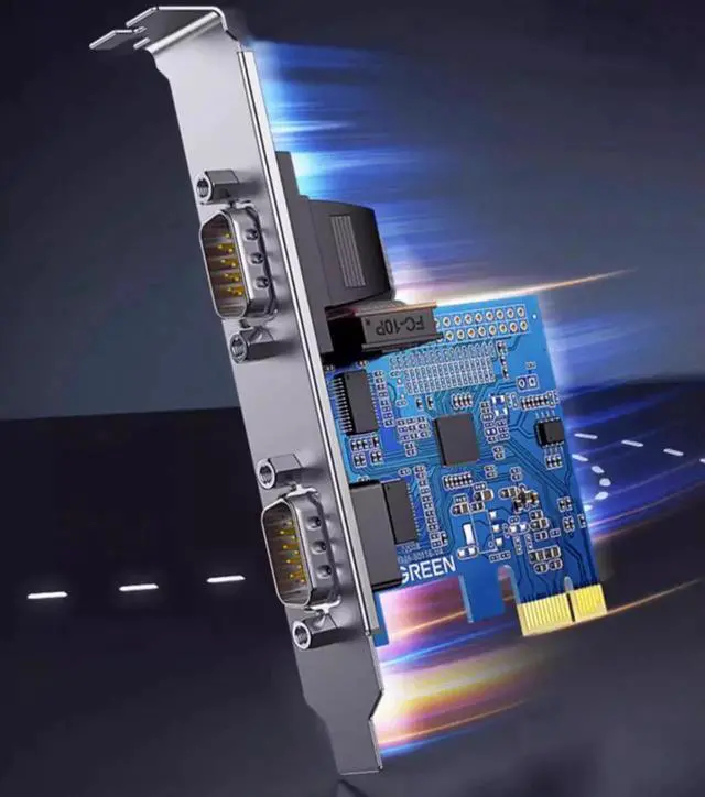 Alt view image 7 of 7 - UGREEN PCIE-E to RS-232 serial port expansion card COM port desktop computer host adapter card 9-pin DB9 industrial control