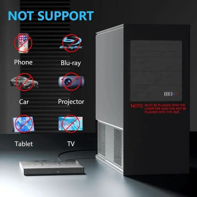 Alt view image 6 of 6 - [7 in 1] External CD/DVD Drive for Laptop USB 3.0 & Type-C, Portable CD/DVD +/-RW Disk Drive, CD/DVD Burner CD ROM External Optical DVD Drive for Laptop Desktop PC Windows 7/8/10/XP Mac Linux